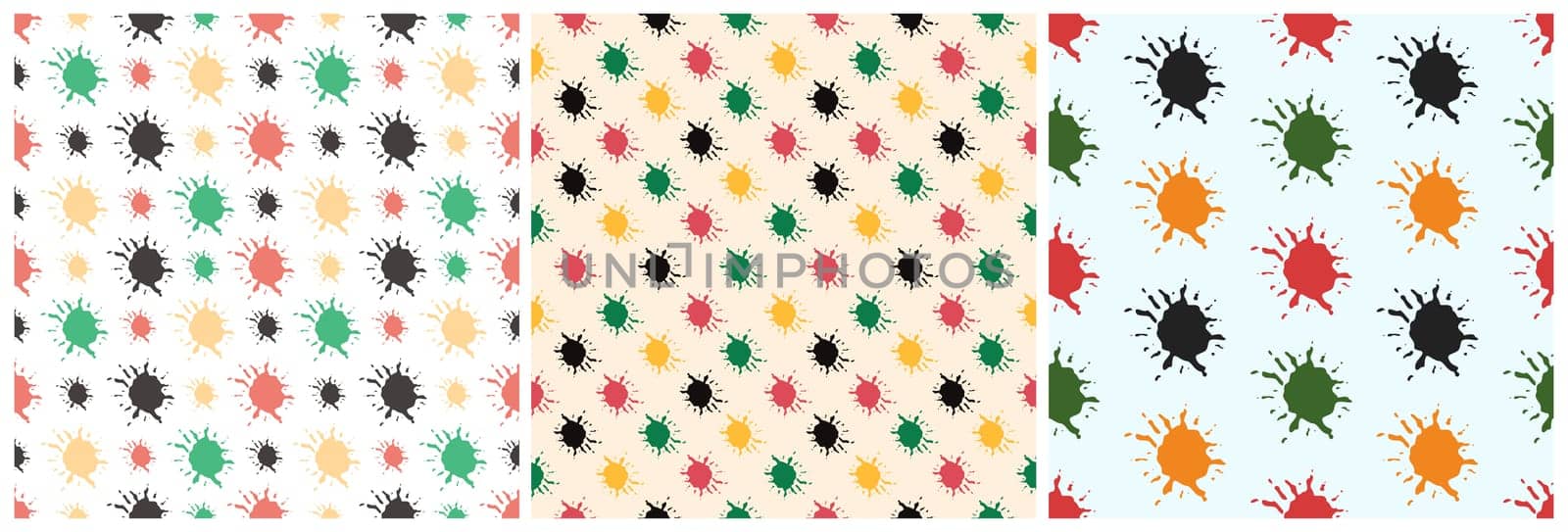 Set of Happy Kwanzaa Holiday African Seamless Pattern Design with Festival Style Element on Template Hand Drawn Cartoon Flat Illustration