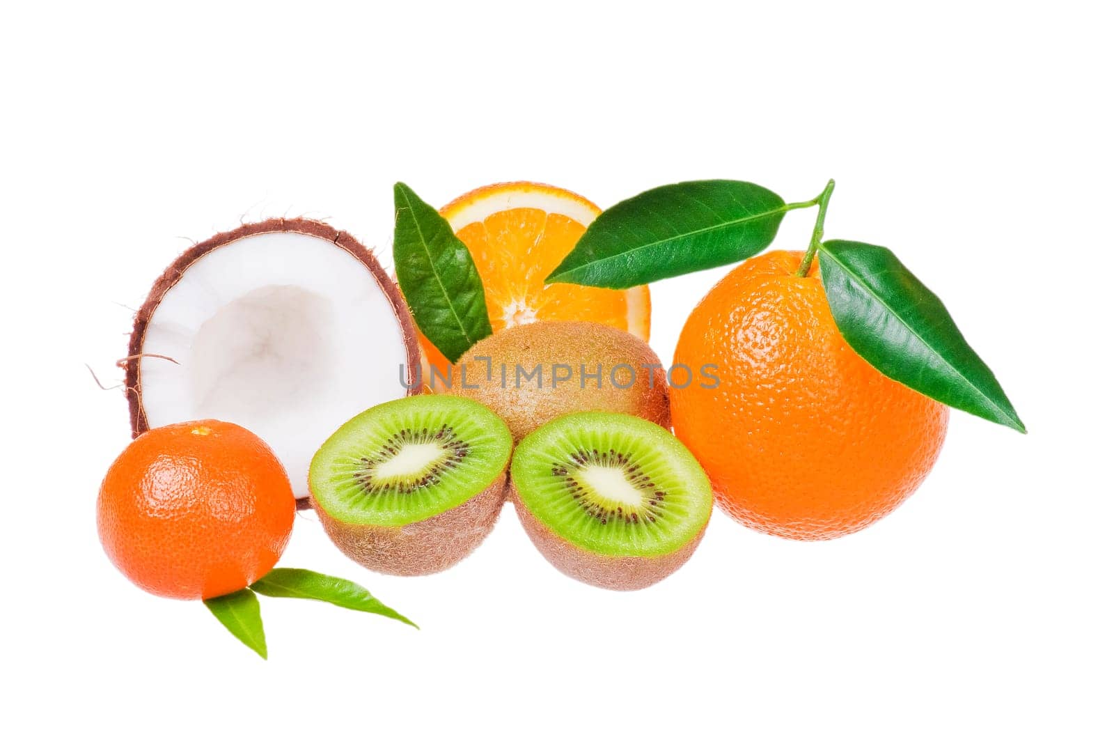 Fresh exotic fruits over white background