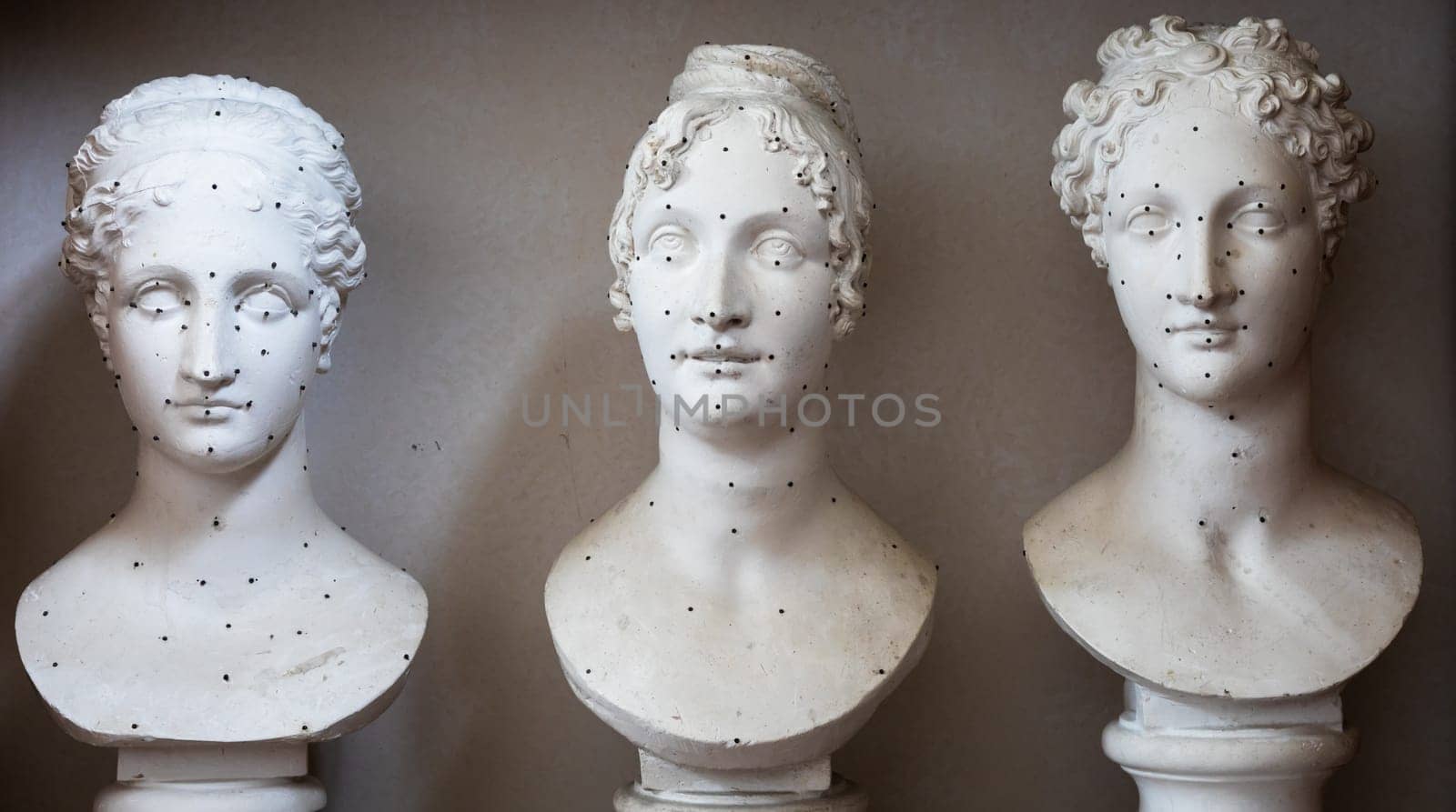 Possagno, Italy - August 2022: Antonio Canova collection. Classical sculptures in white marble located in his native house