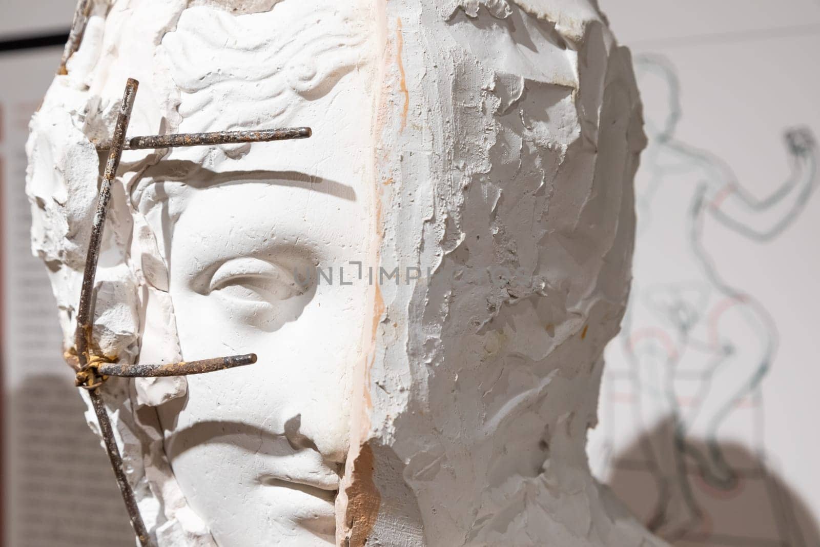 Possagno, Italy - July 2022: Art creation with gypsum. Concept of idea, creativity, inspiration