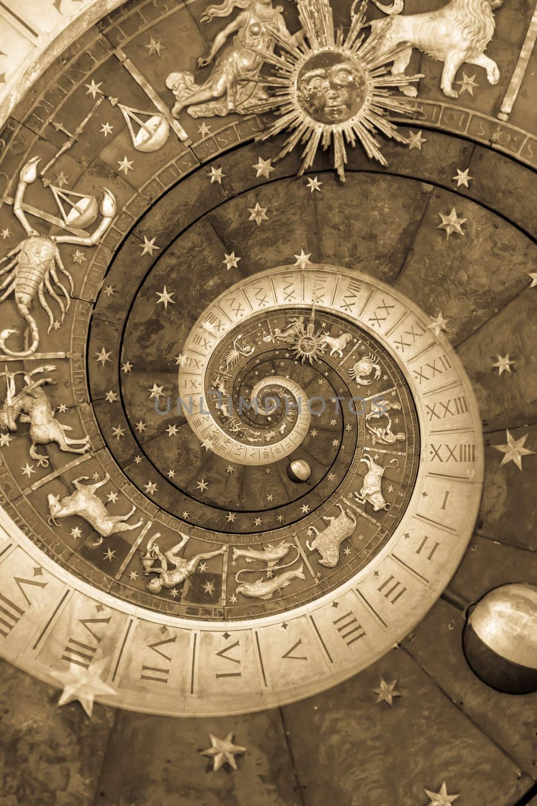 Astrological background with zodiac signs and symbol - black