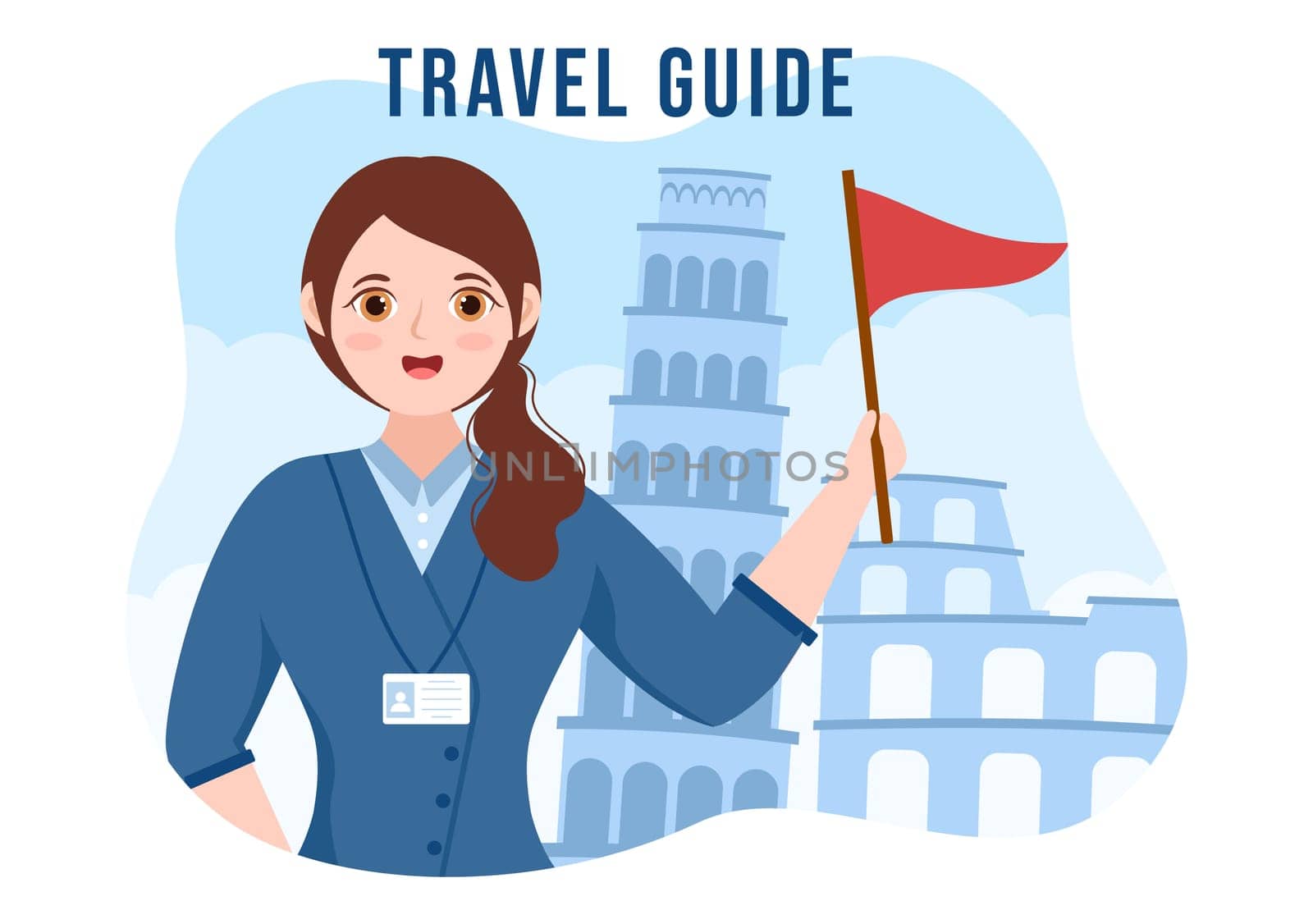 Travel Guide and Tour with Showing Interesting Places to Group of Tourist for Planning Vacation in Flat Cartoon Hand Drawn Templates Illustration