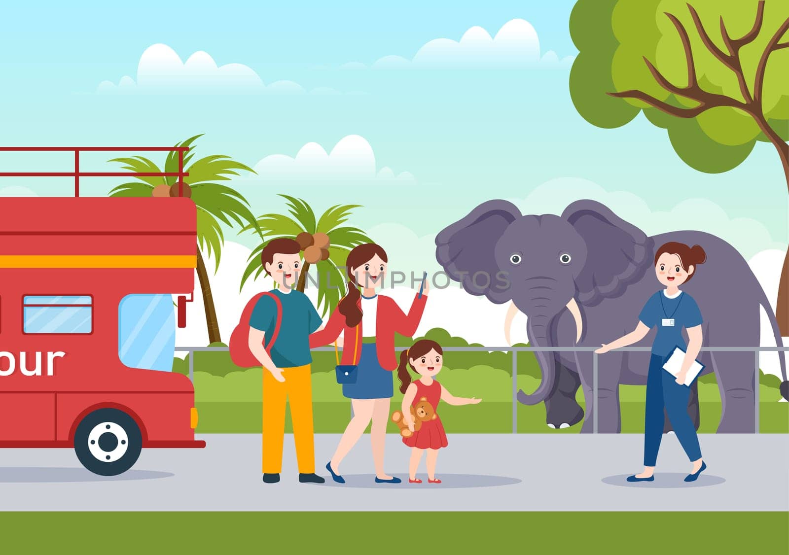 Travel Guide and Tour with Showing Interesting Places to Kids or Tourist for Planning Vacation in Flat Cartoon Hand Drawn Templates Illustration