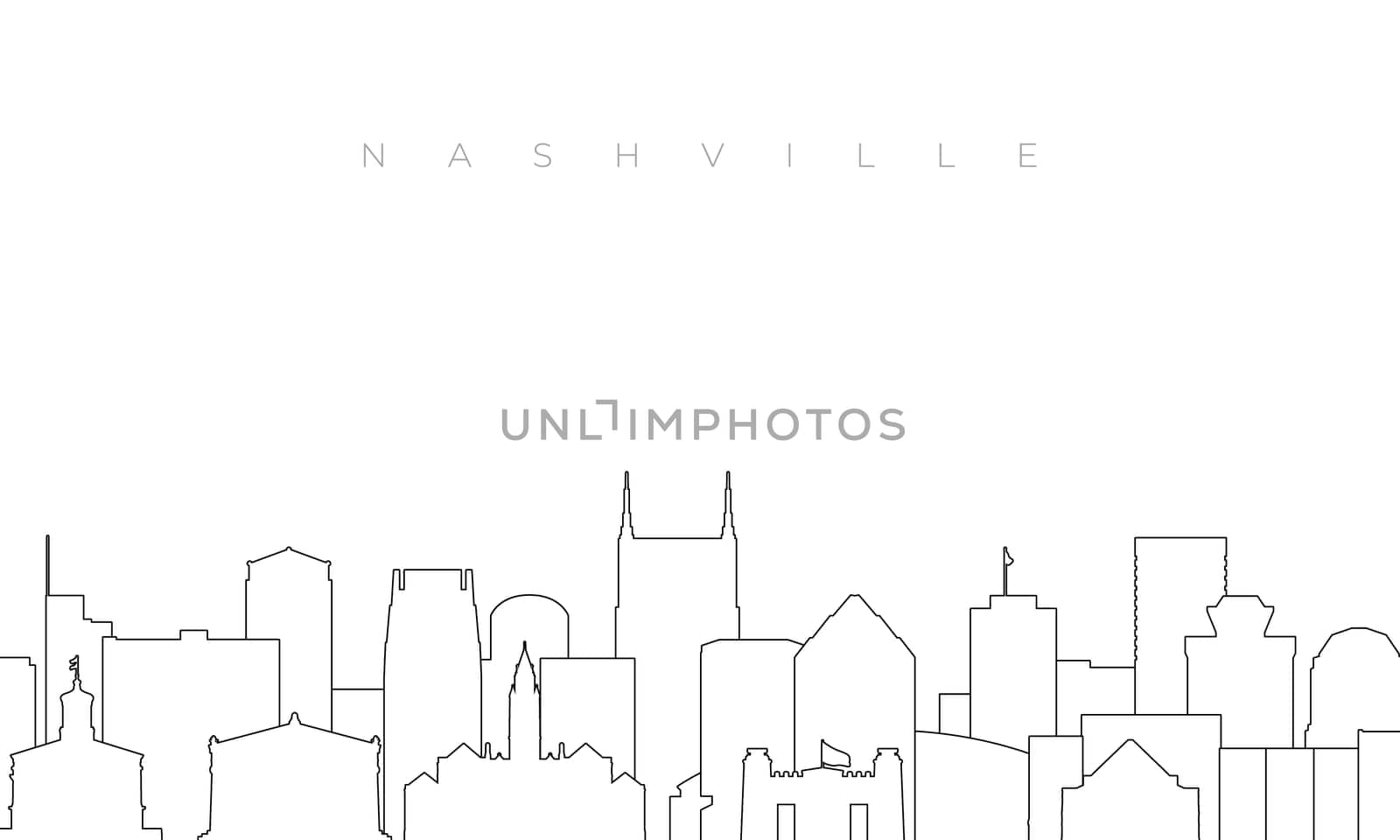 Outline Nashville skyline. Trendy template with Nashville buildings and landmarks in line style. Stock vector design.