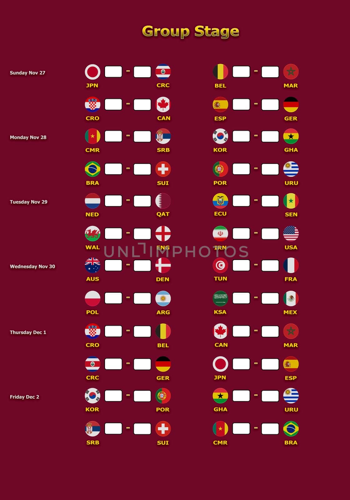Concept 3d illustration group stage of World Cup Qatar 2022 championship.