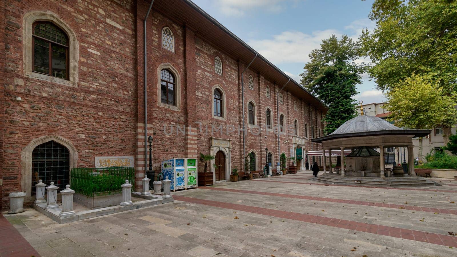 Courtyard of Arap Mosque, or Arap Camii, formerly a Roman Catholic church, suited in Karakoy neighborhood, Beyoglu district, Istanbul, Turkey