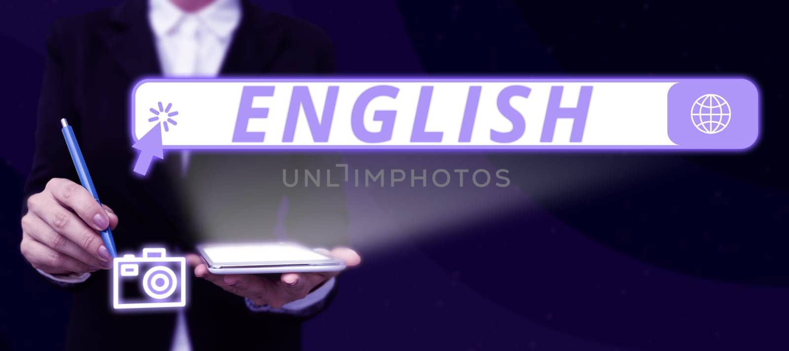 Text sign showing English, Internet Concept possible communication between countries the only common language