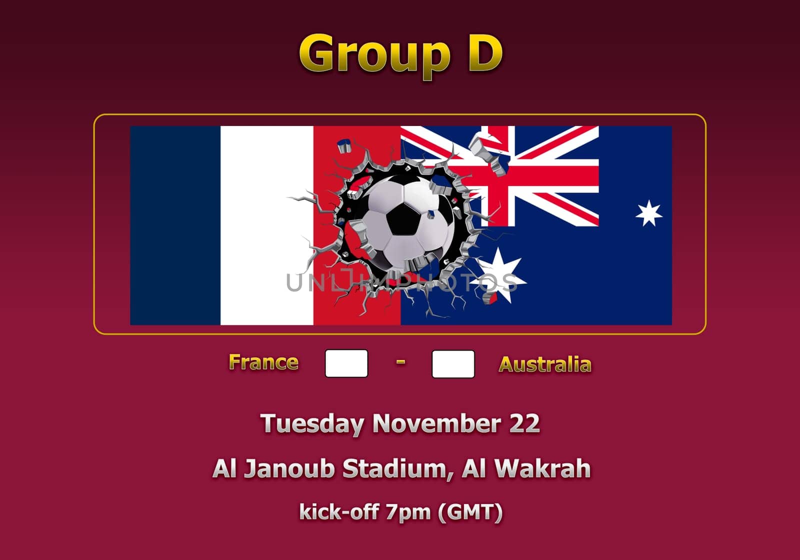 Concept 3d illustration group stage of World Cup Qatar 2022 championship.