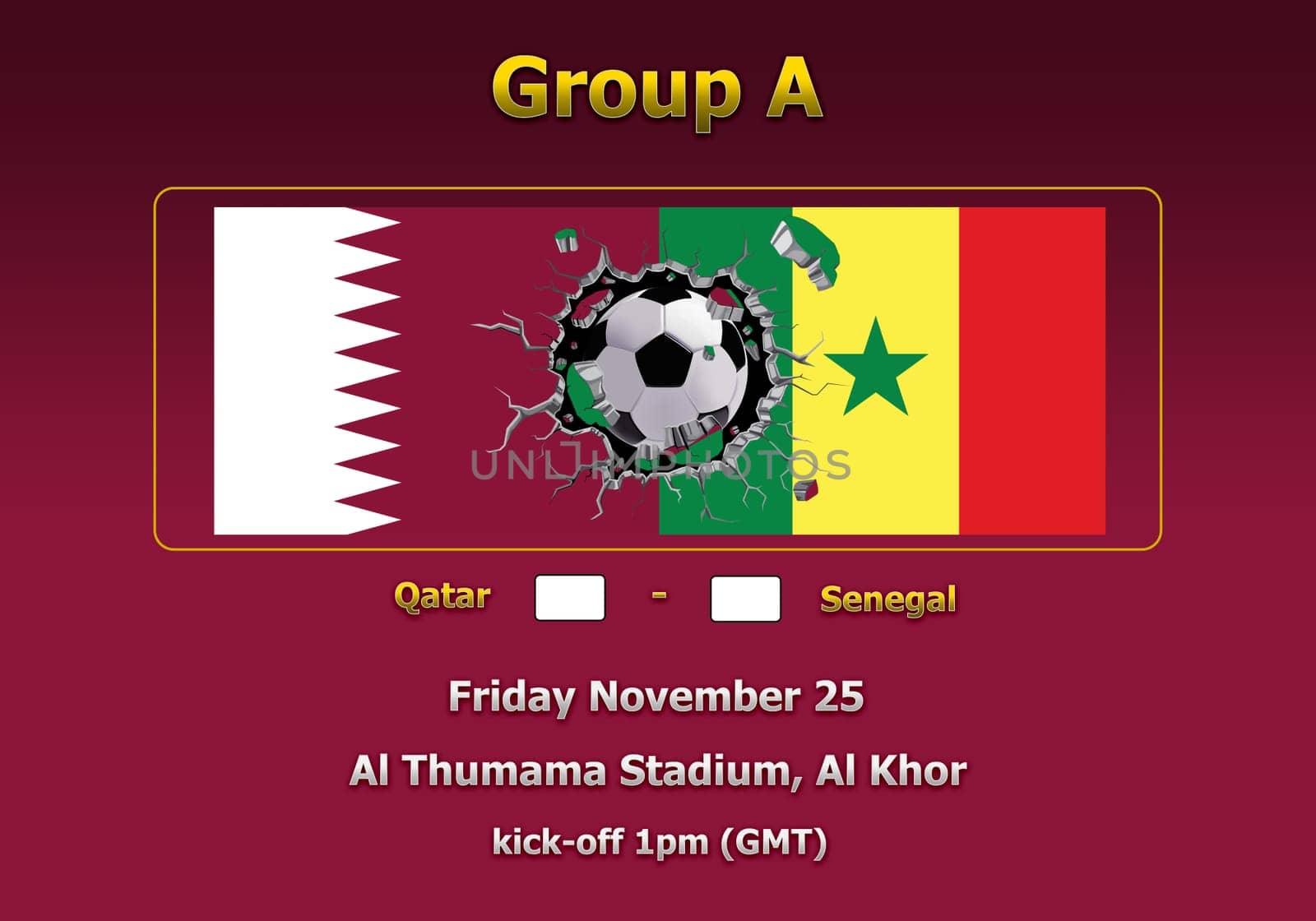 Concept 3d illustration group stage of World Cup Qatar 2022 championship.