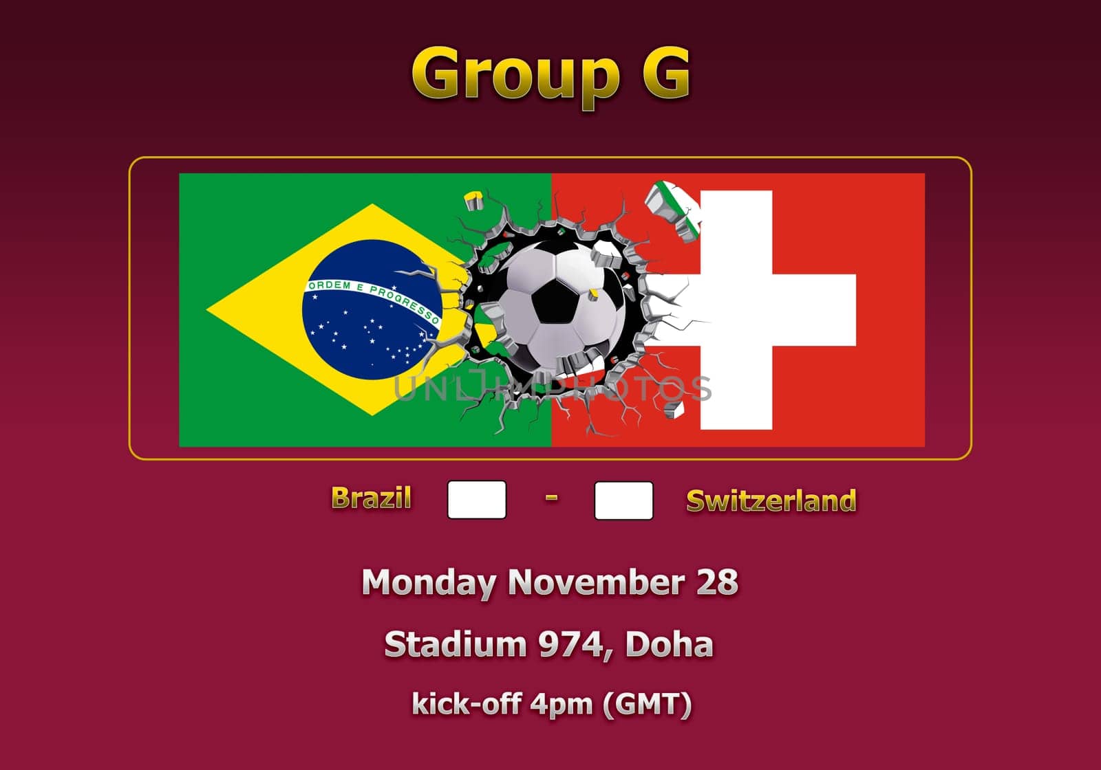 Concept 3d illustration group stage of World Cup Qatar 2022 championship.