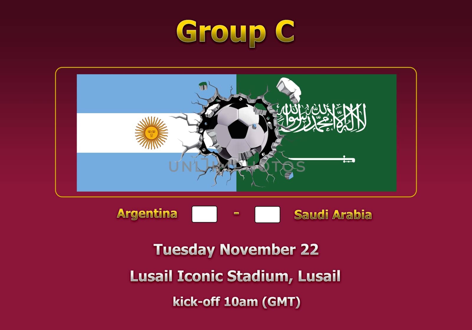 Concept 3d illustration group stage of World Cup Qatar 2022 championship.