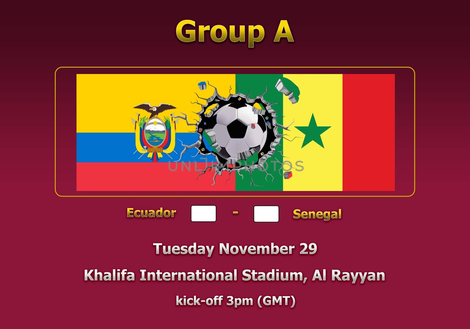 Concept 3d illustration group stage of World Cup Qatar 2022 championship.