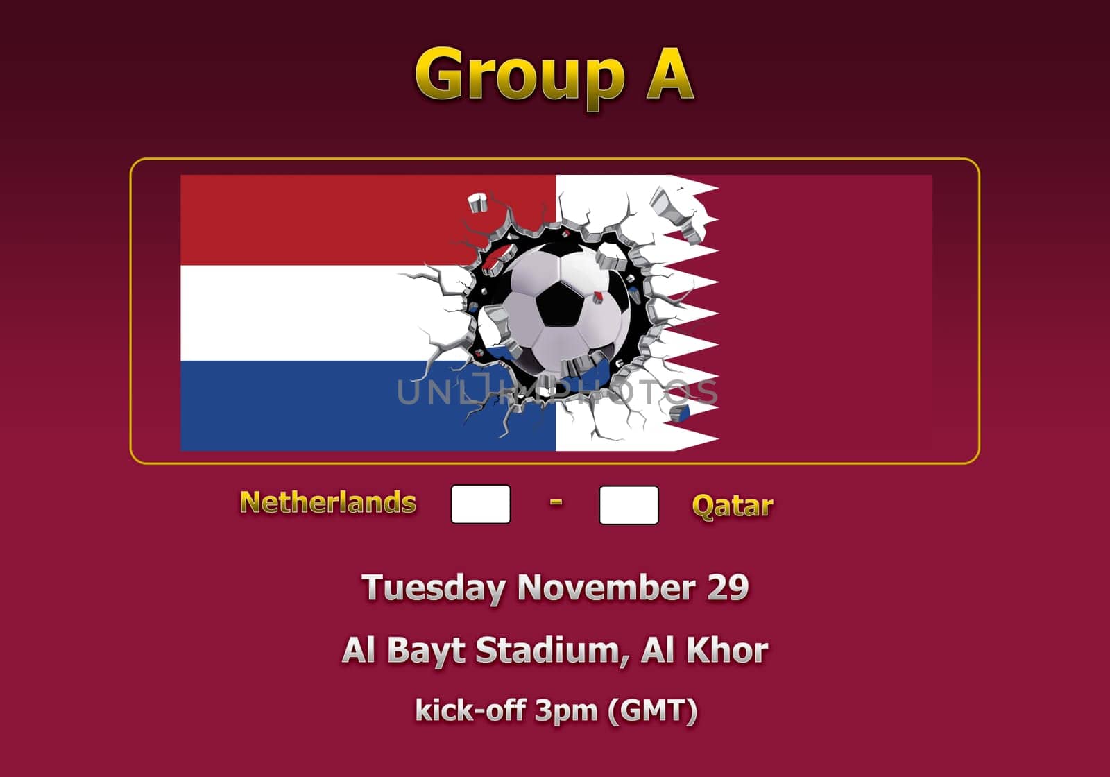 Concept 3d illustration group stage of World Cup Qatar 2022 championship.
