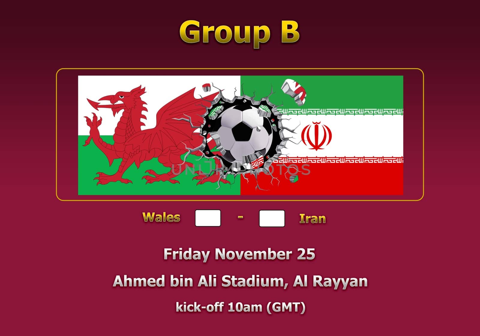 Concept 3d illustration group stage of World Cup Qatar 2022 championship.