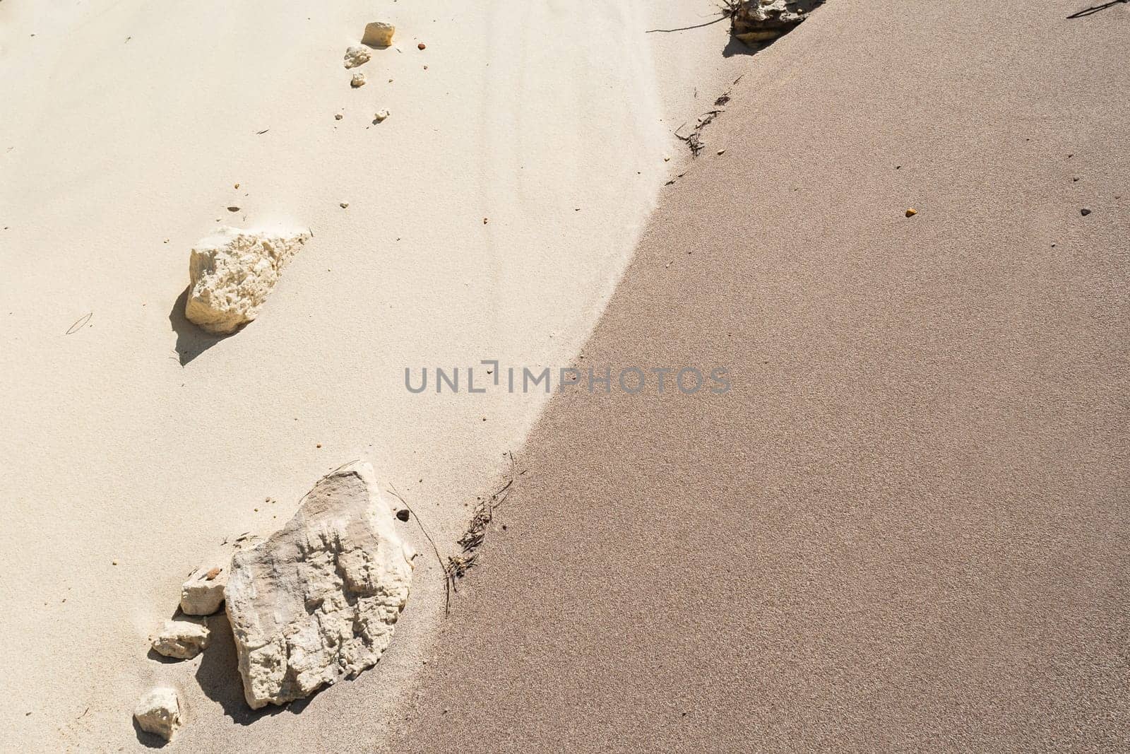 Sands mixing cream,grey,brown,colors joining line on beach embankment background.