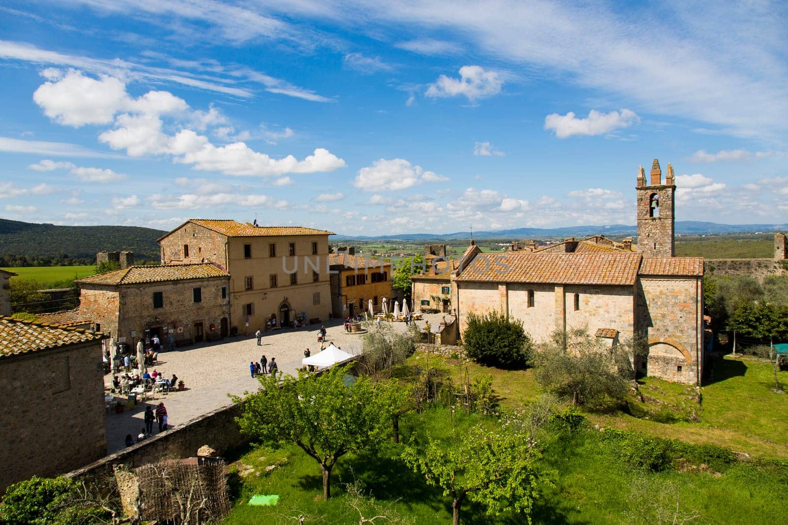 View of a landscape of an ancient Tuscan castle