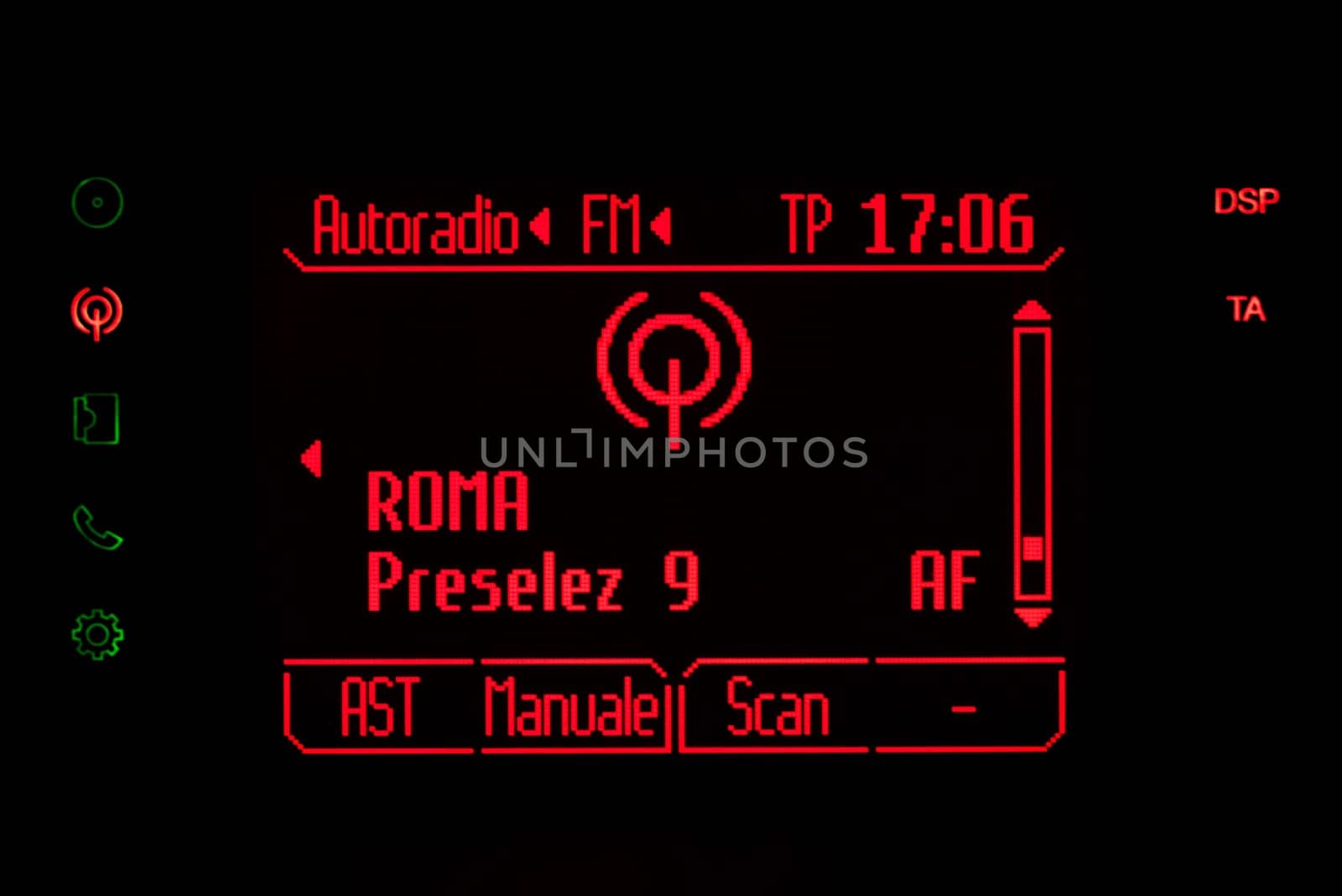 Radio station in a red console car