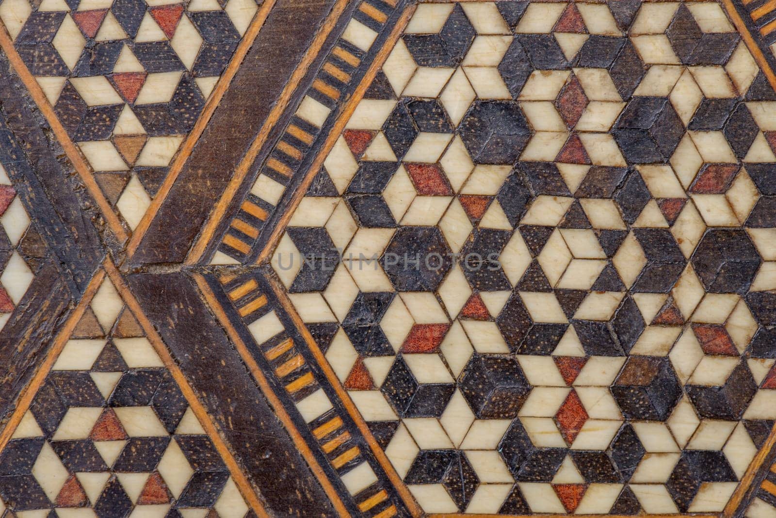 Close up of inlays on a box