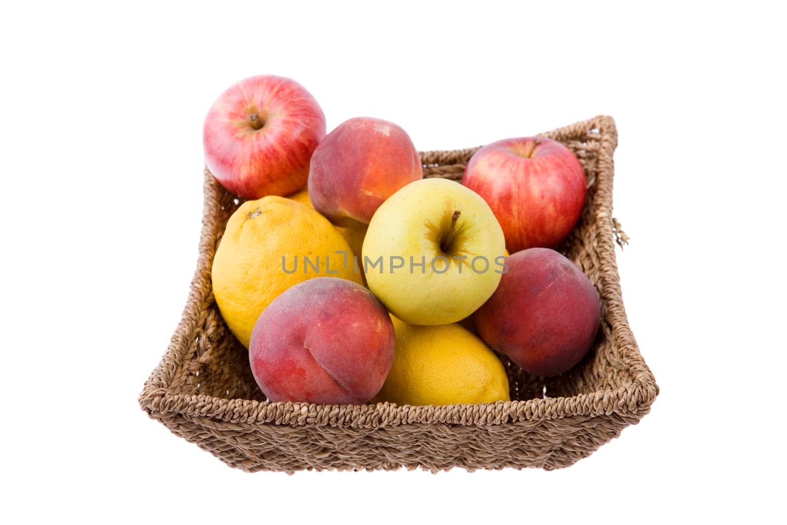 basket of fruits isolated on white