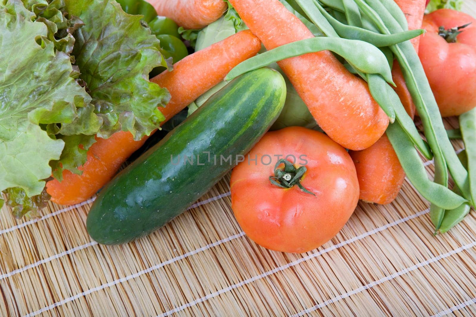 Fresh vegetables on wooden table
