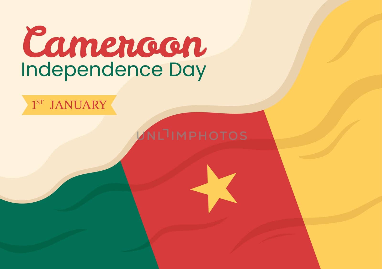 Happy Cameroon Independence Day on January 1st with Cameroonian Flag and Memorial Holiday in Flat Cartoon Hand Drawn Templates Illustration