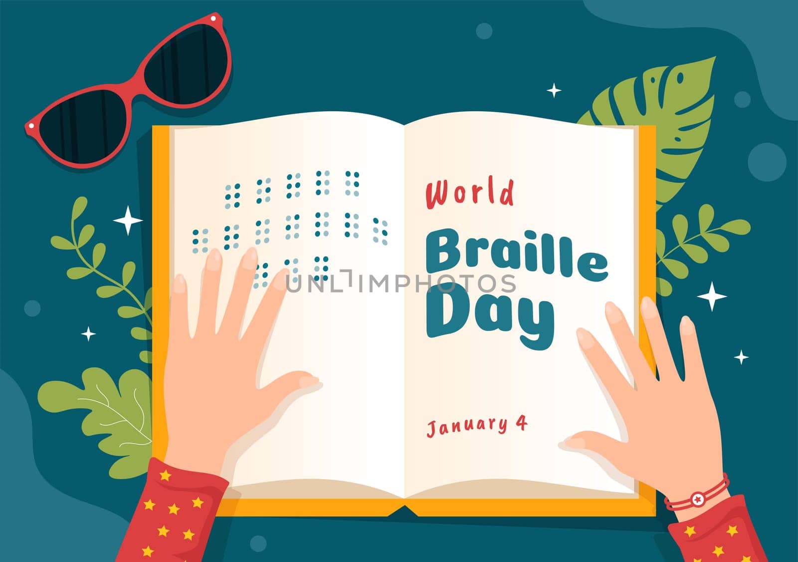 World Braille Day on 4th of January with Text by Alphabet for Means of Communication in Flat Cartoon Hand Drawn Templates Illustration