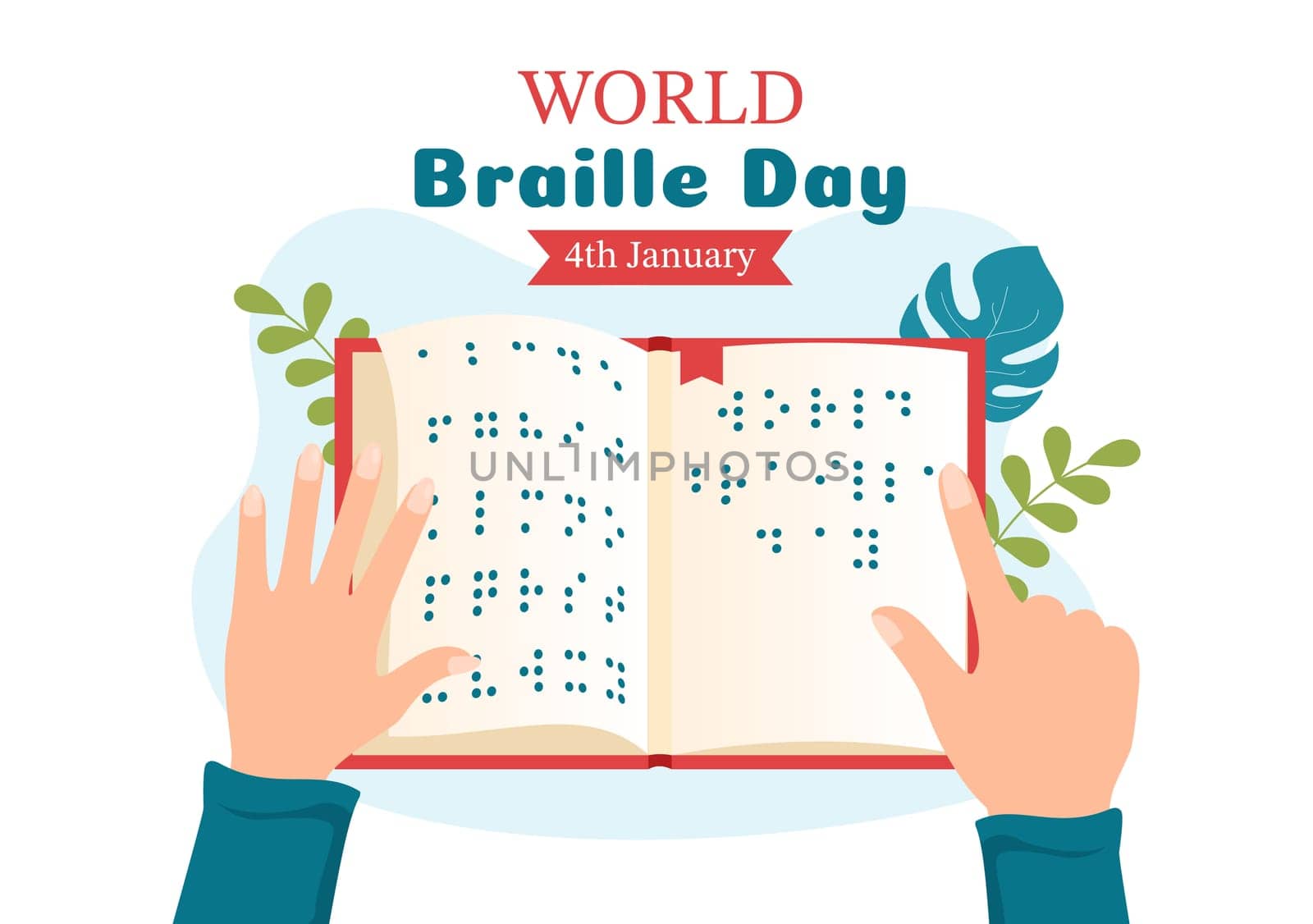 World Braille Day on 4th of January with Text by Alphabet for Means of Communication in Flat Cartoon Hand Drawn Templates Illustration