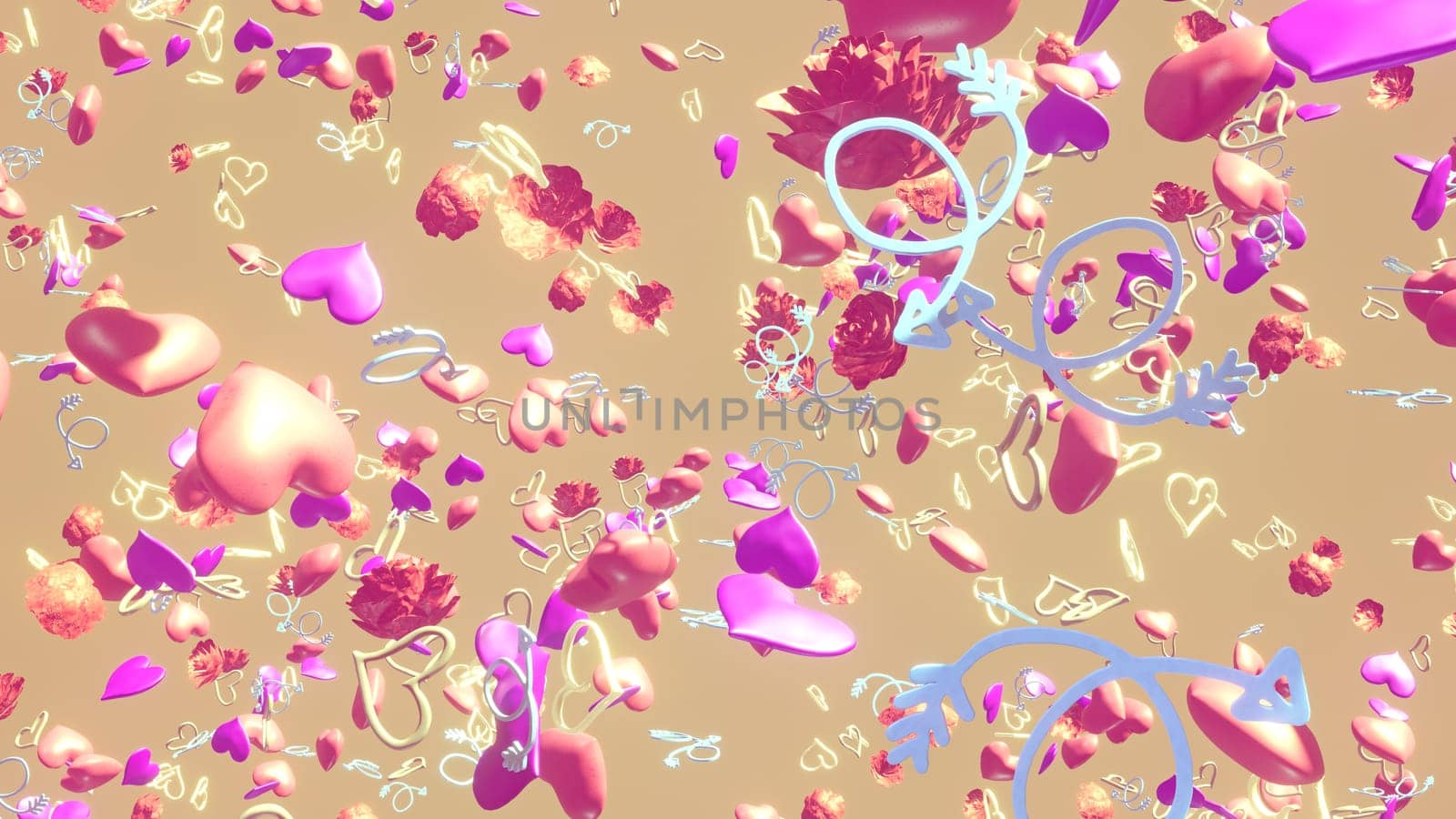 3D illustration Background for advertising and wallpaper in wedding and celebrate scene. 3D rendering in decorative concept.