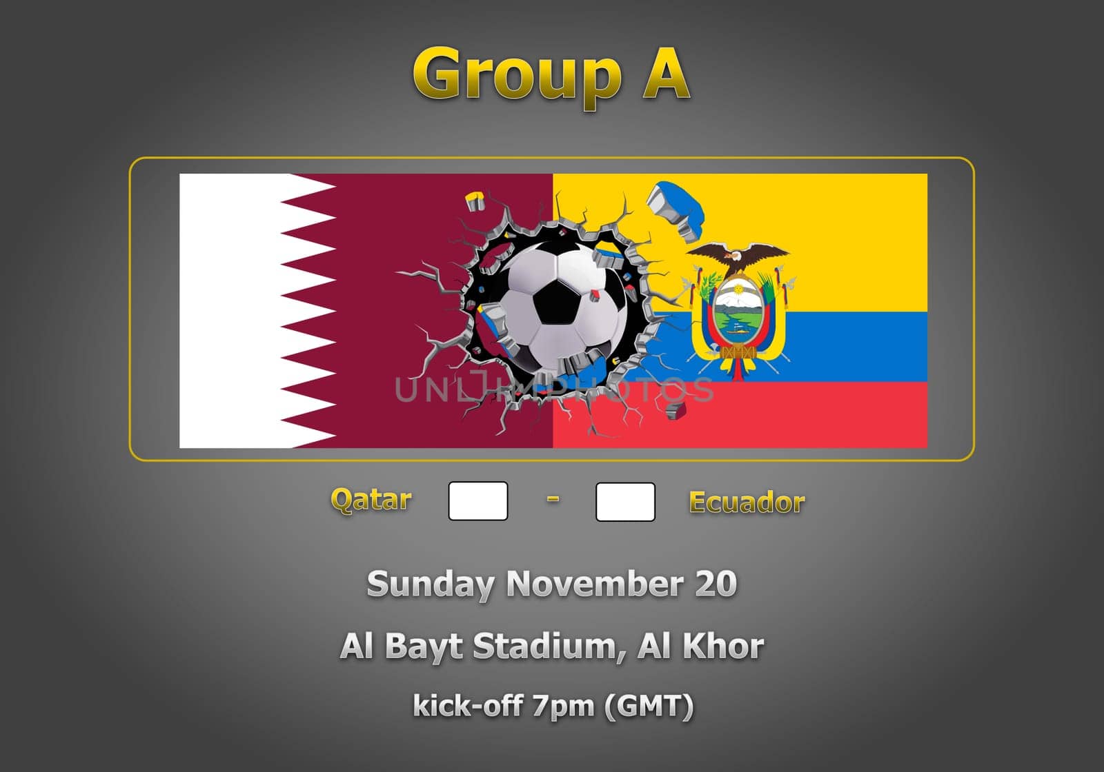 Concept 3d illustration group stage of World Cup Qatar 2022 championship.