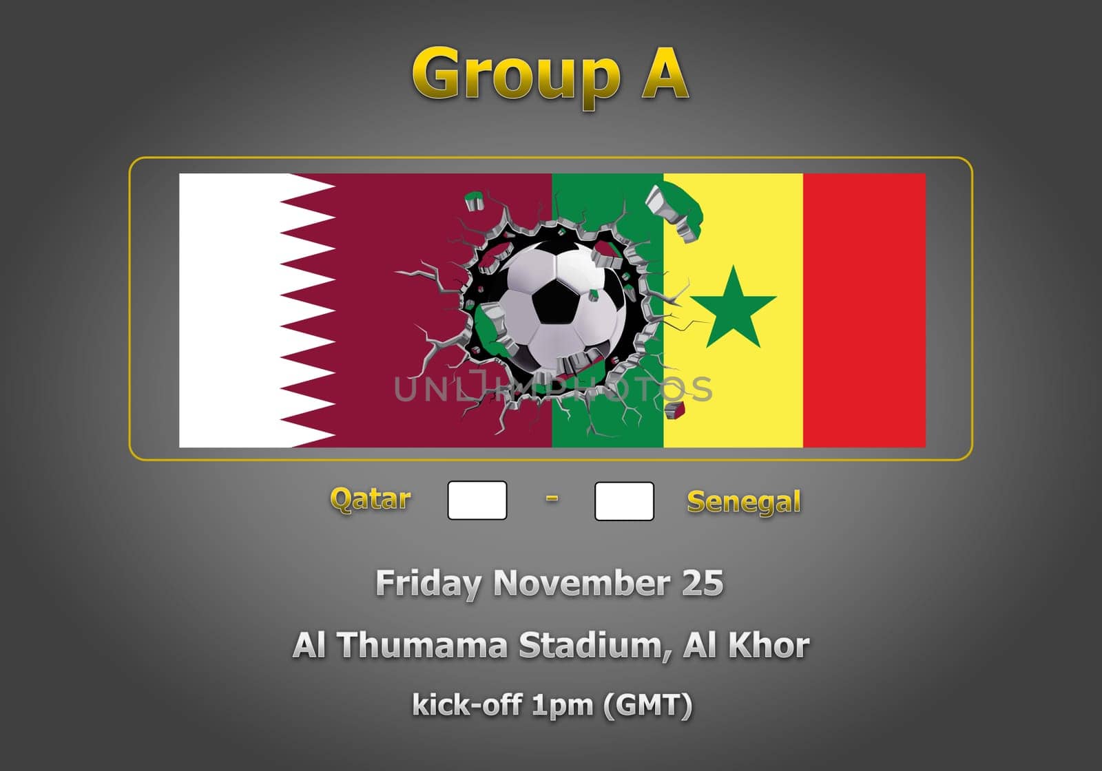 Concept 3d illustration group stage of World Cup Qatar 2022 championship.