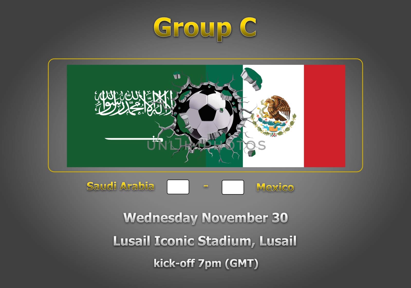Concept 3d illustration group stage of World Cup Qatar 2022 championship.