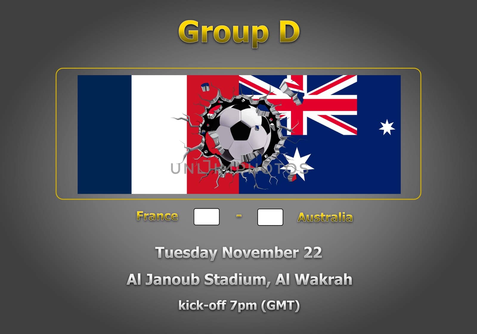 Concept 3d illustration group stage of World Cup Qatar 2022 championship.