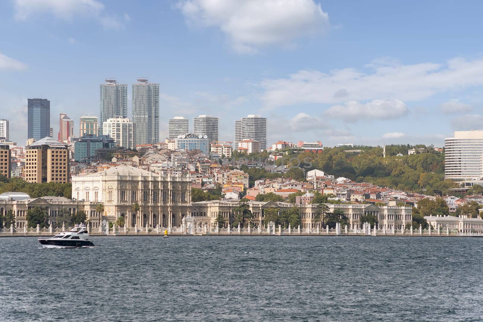 Dolmabahce Palace, in Besiktas district of Istanbul, Turkey, on the European coast of the Bosporus strait, main administrative center of the Ottoman Empire formerly