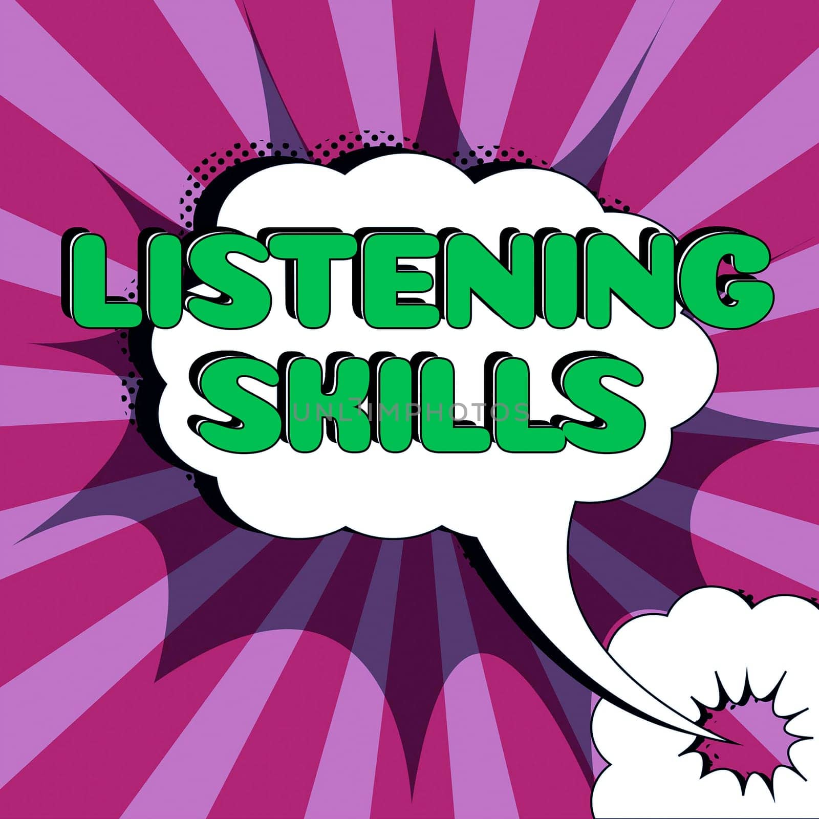 Conceptual caption Listening Skills, Business concept ability to understand information provided by the speaker