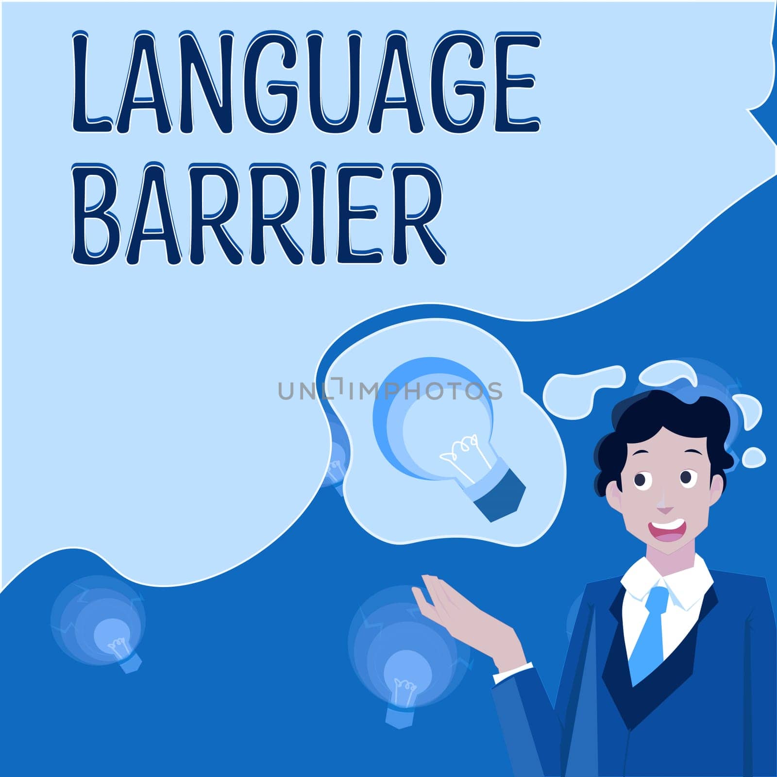 Conceptual caption Language Barrier, Business approach difficulties in communication Speaking different language