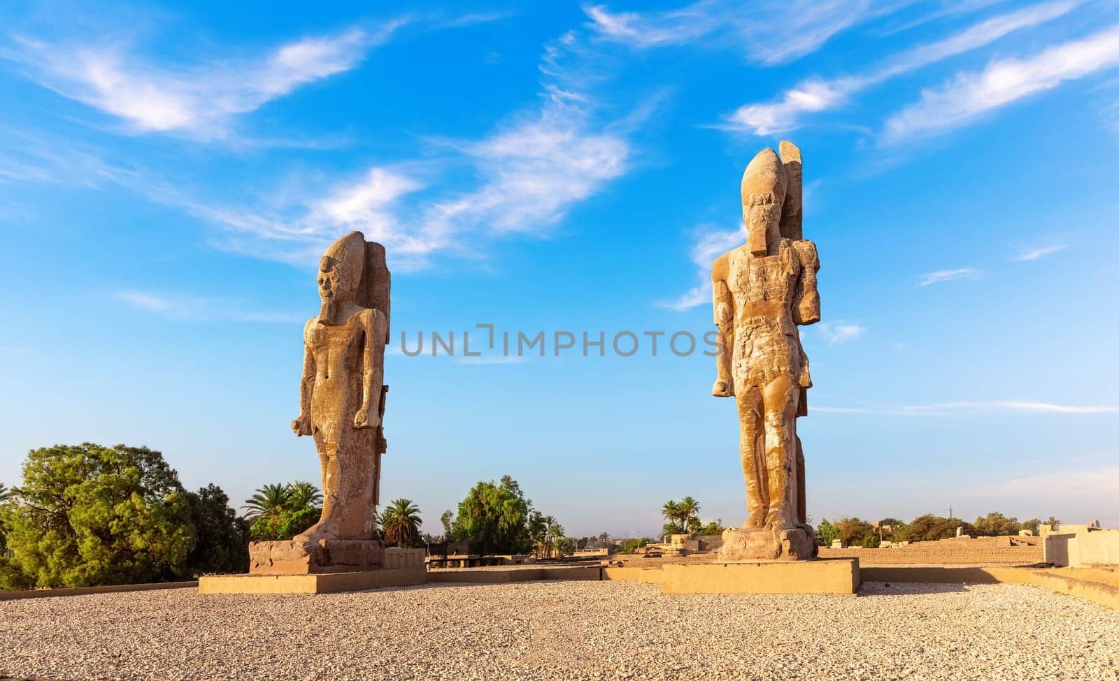 The Colossal statues, Mortuary Temple of Thutmose III, Valley of Kings, Luxor, Egypt.