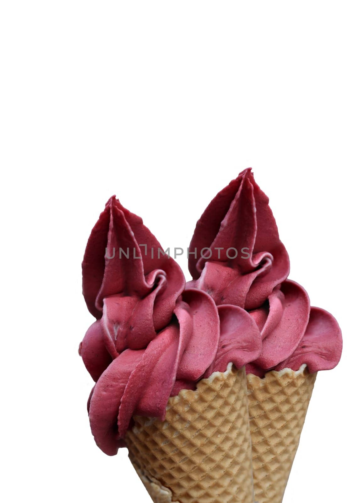 Close up of an ice cream cone, a waffle ice cream cone.