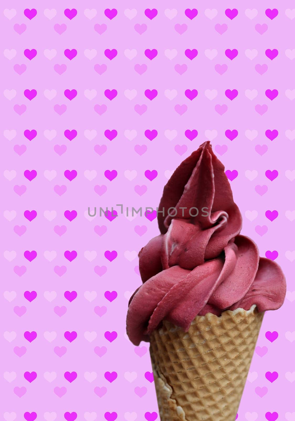 Close up of an ice cream cone, a waffle ice cream cone.