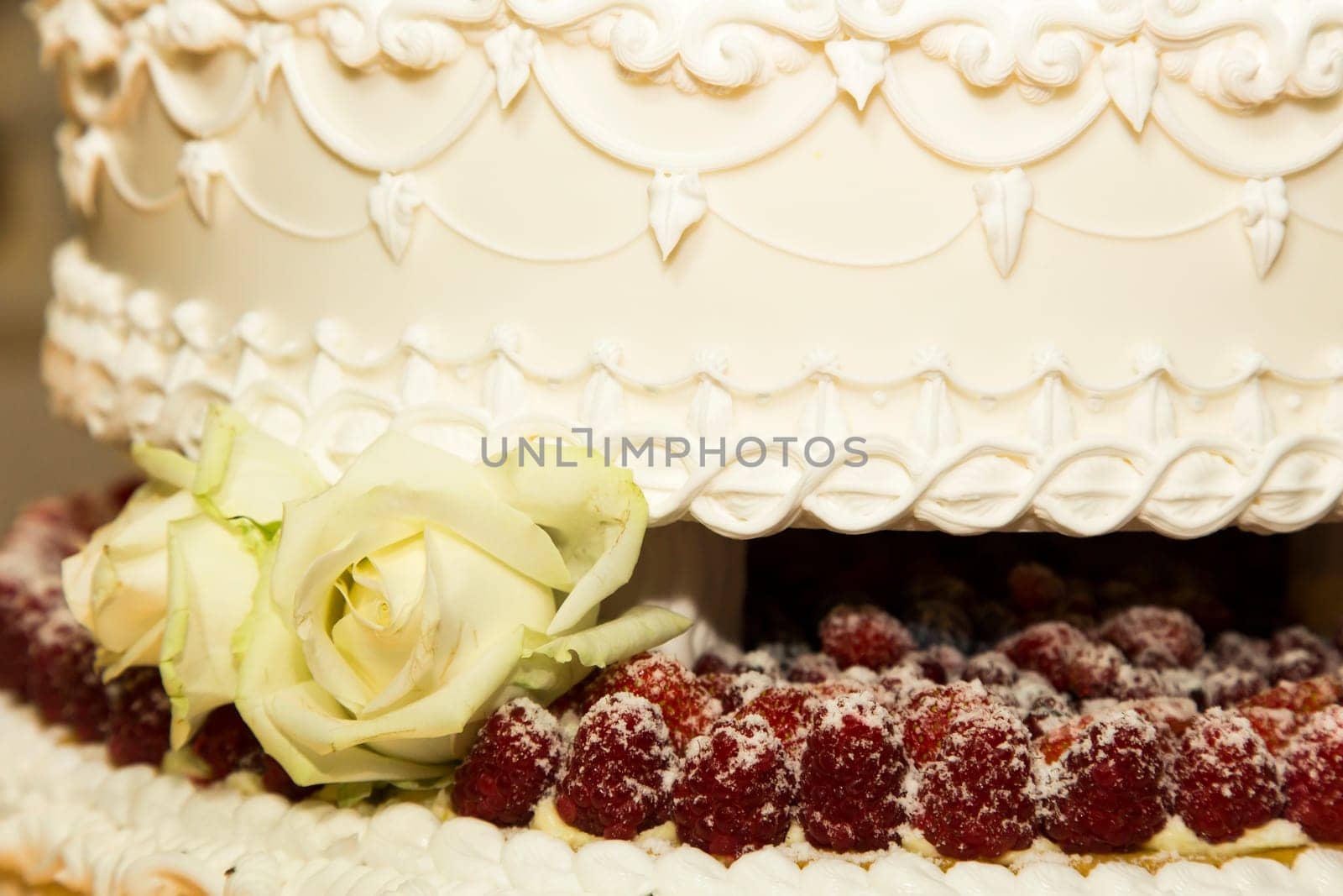 Close-up view of a wedding cake