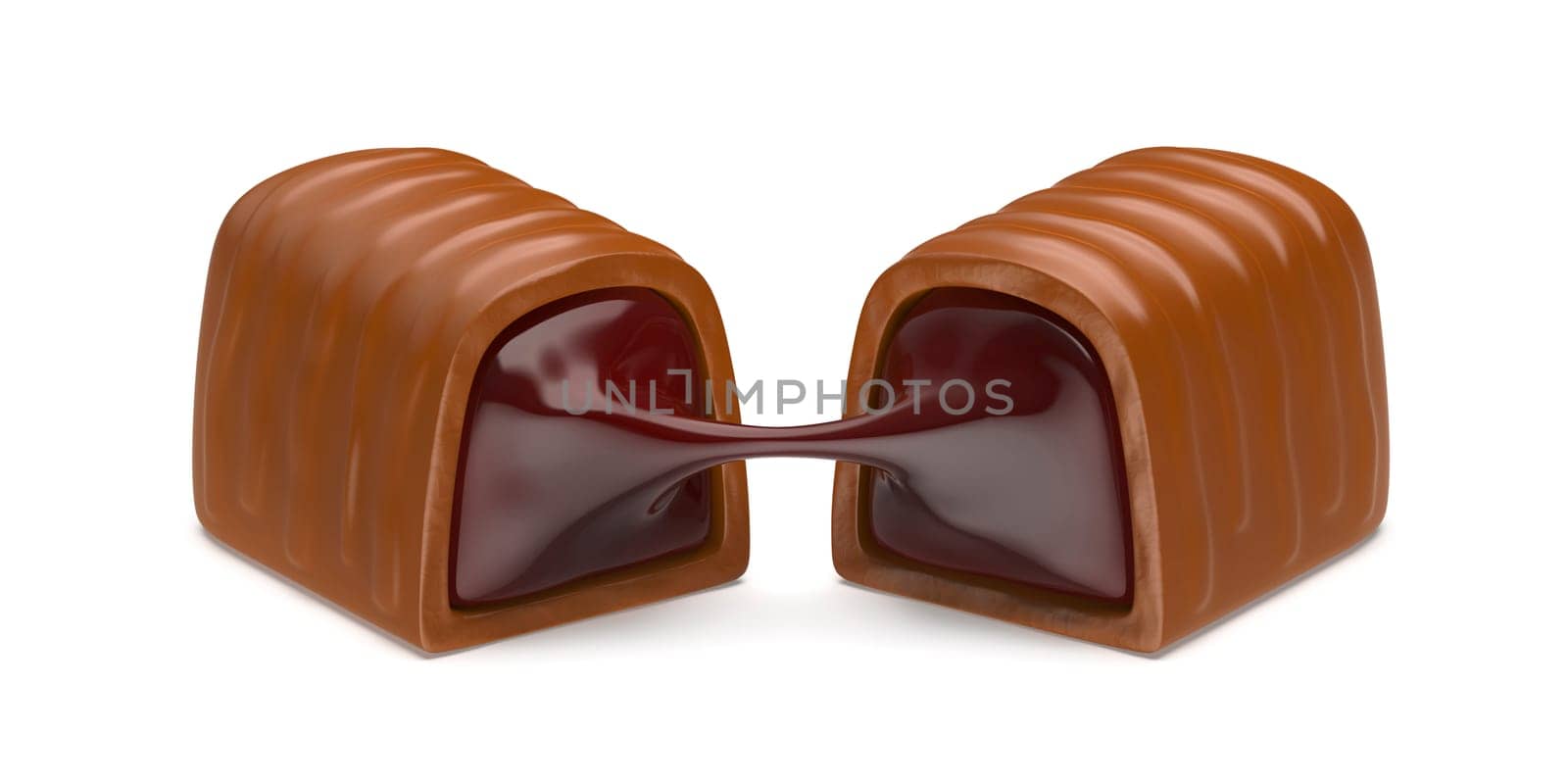 Milk chocolate candy with cherry filling inside