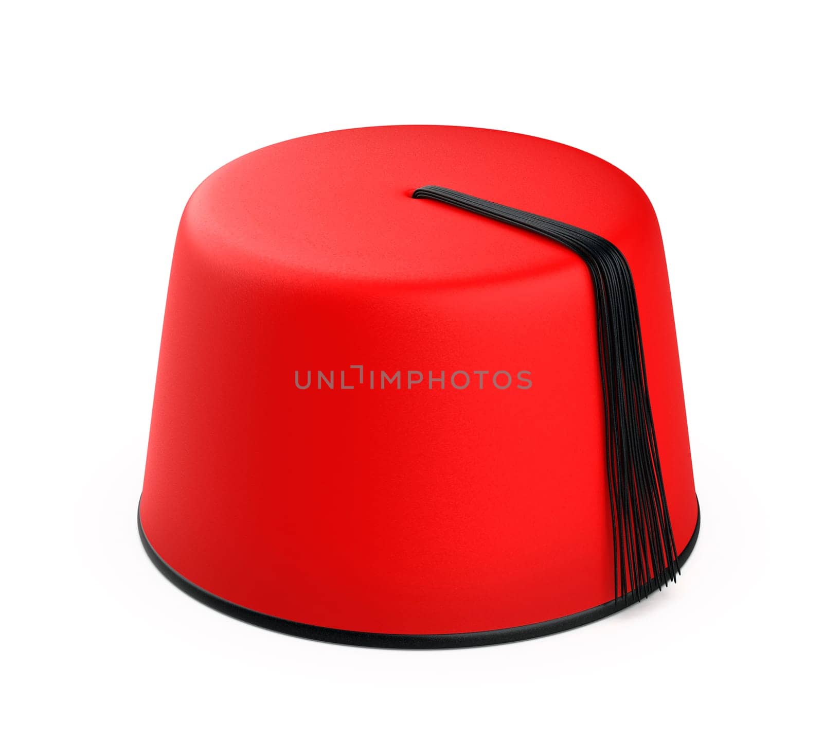 Red Turkish fez on white background