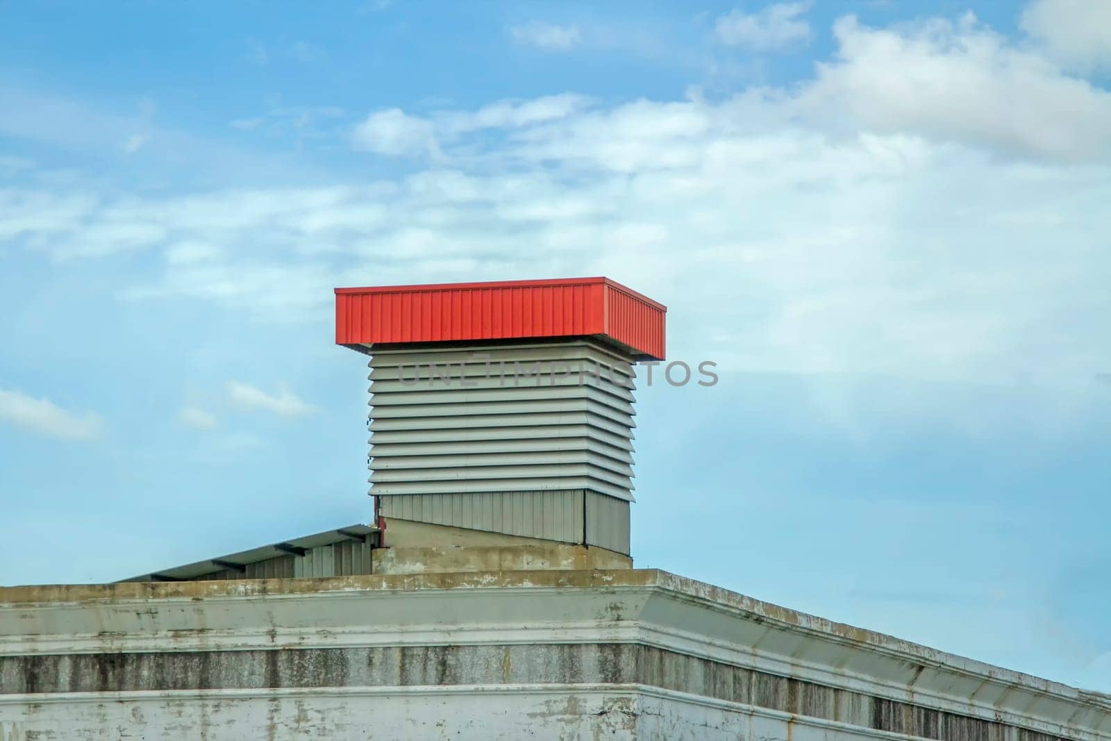 Building abandoned buildings with blue sky background.