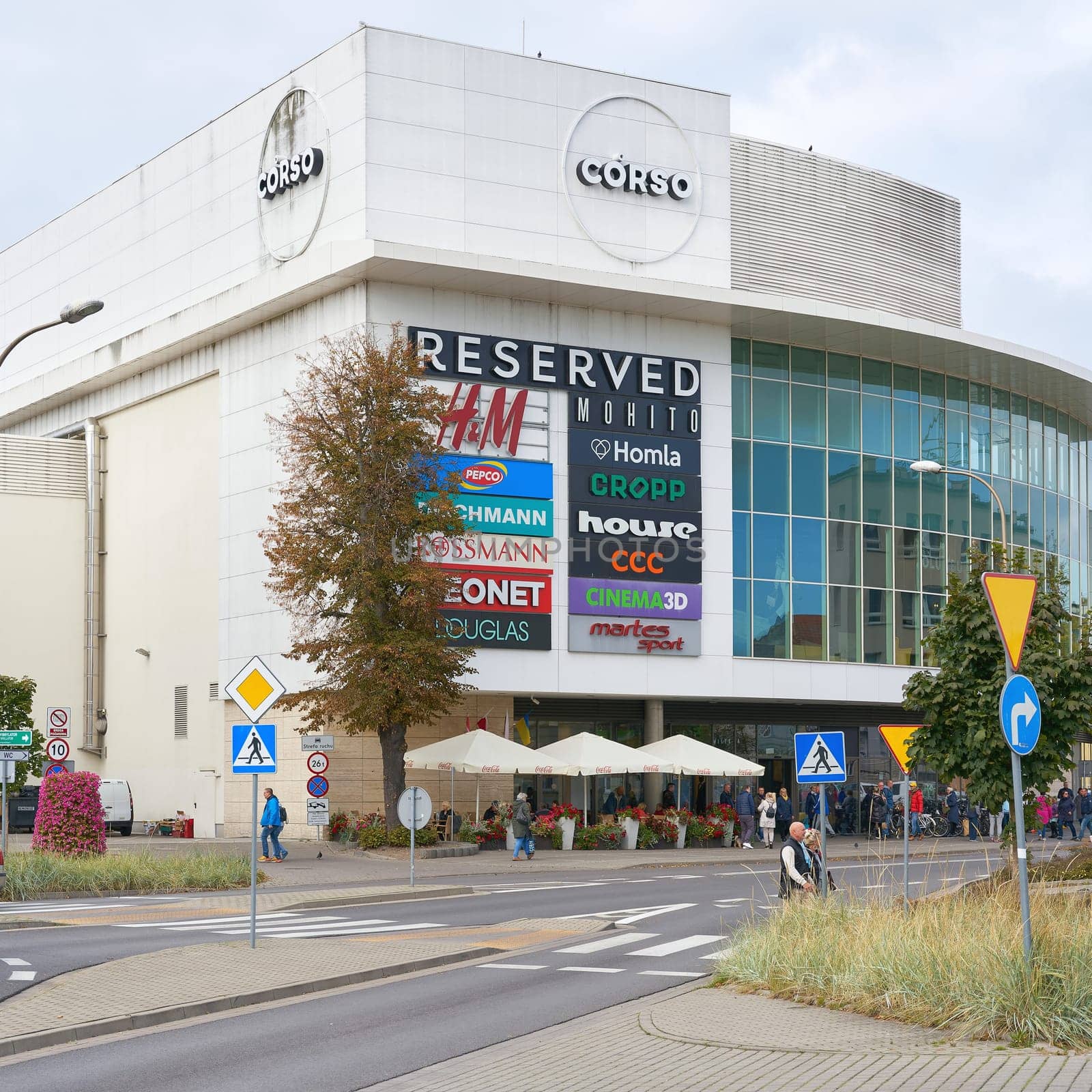 The popular Corso shopping center in the city of Swinoujscie on the Polish Baltic coast