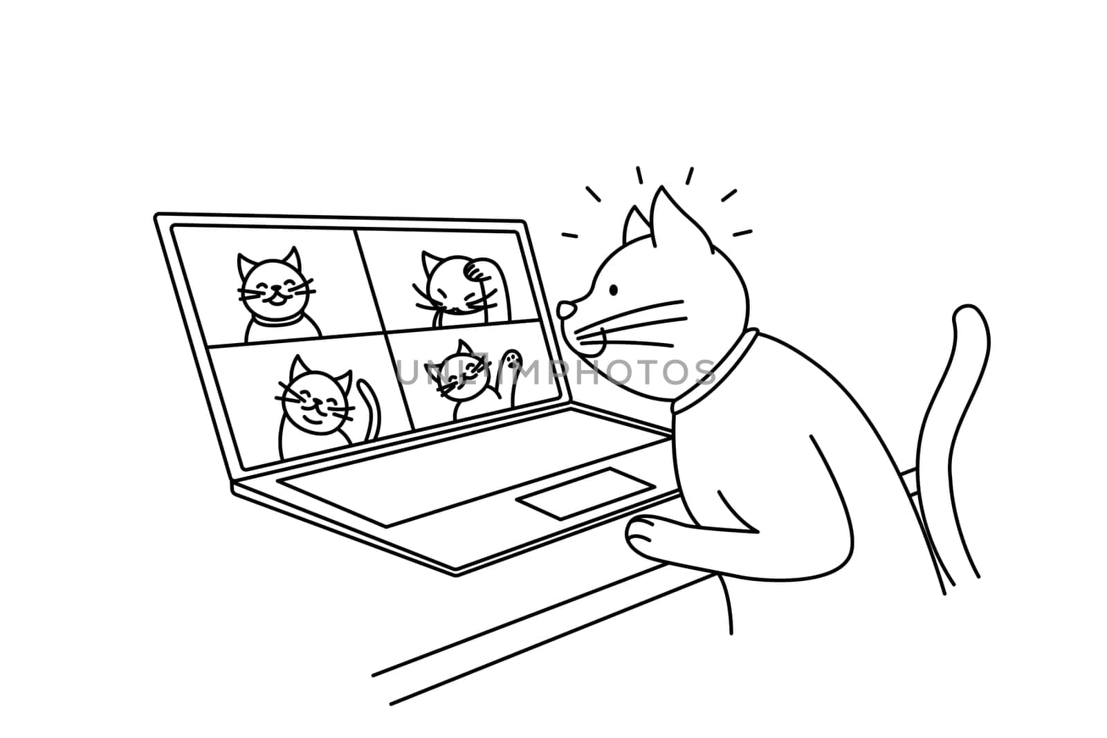 Cat talk on video call with pets by VECTORIUM