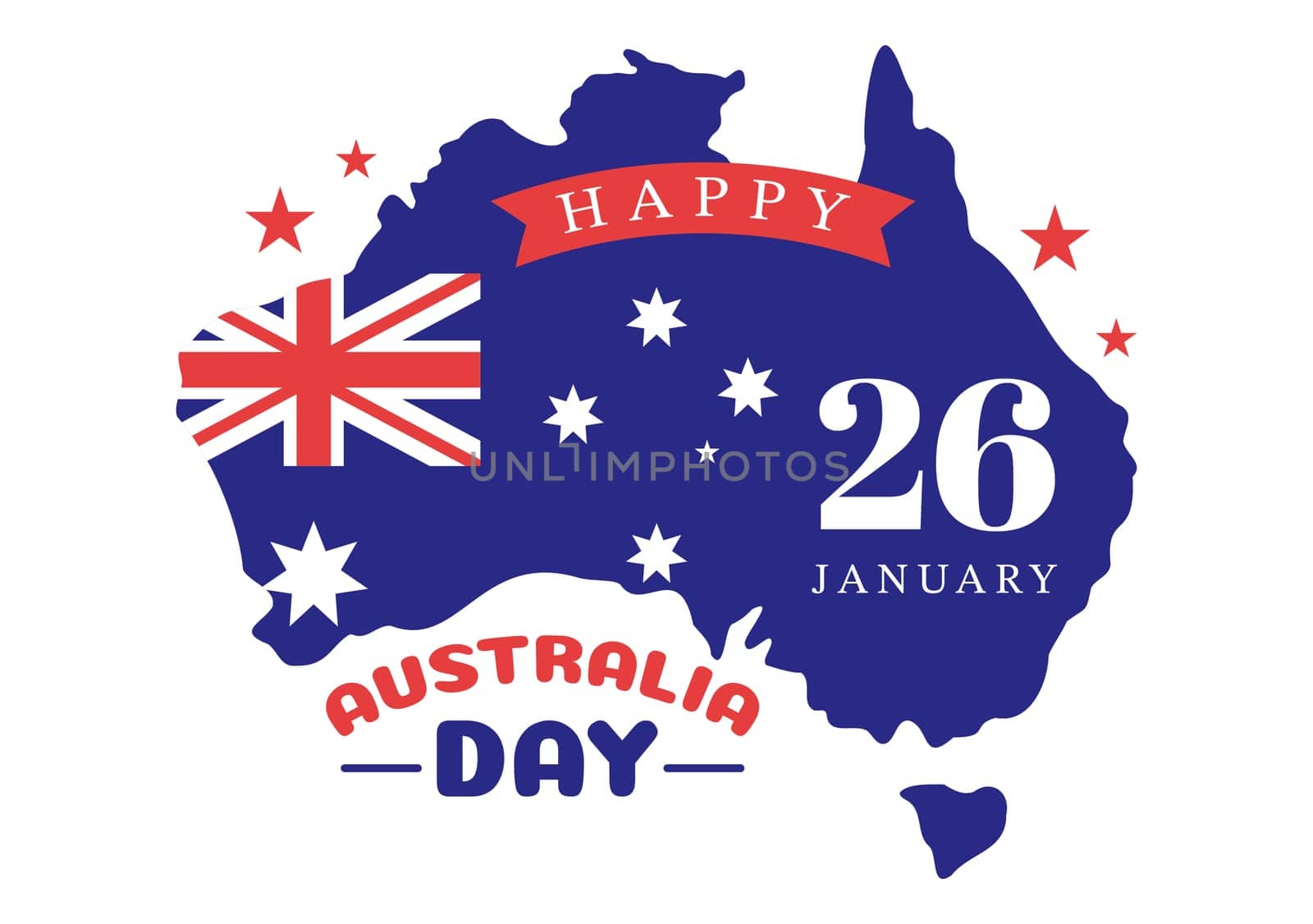 Happy Australia Day Observed Every Year on January 26th with Flags and Map to Diversity of Peoples in Flat Cartoon Hand Drawn Template Illustration