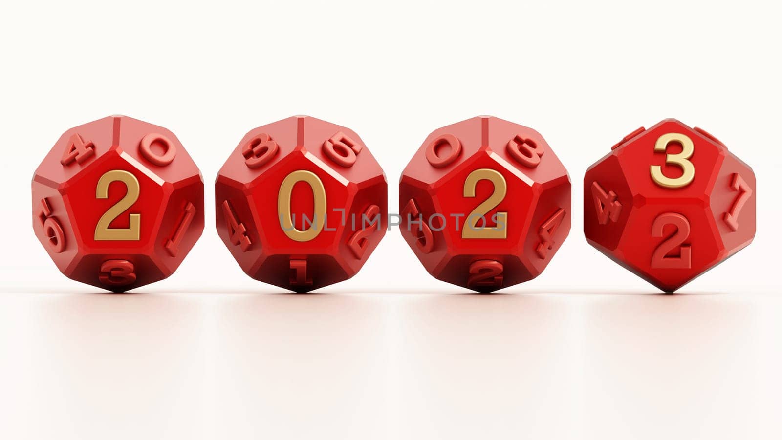 2022 changing to the new year 2023. 3D illustration