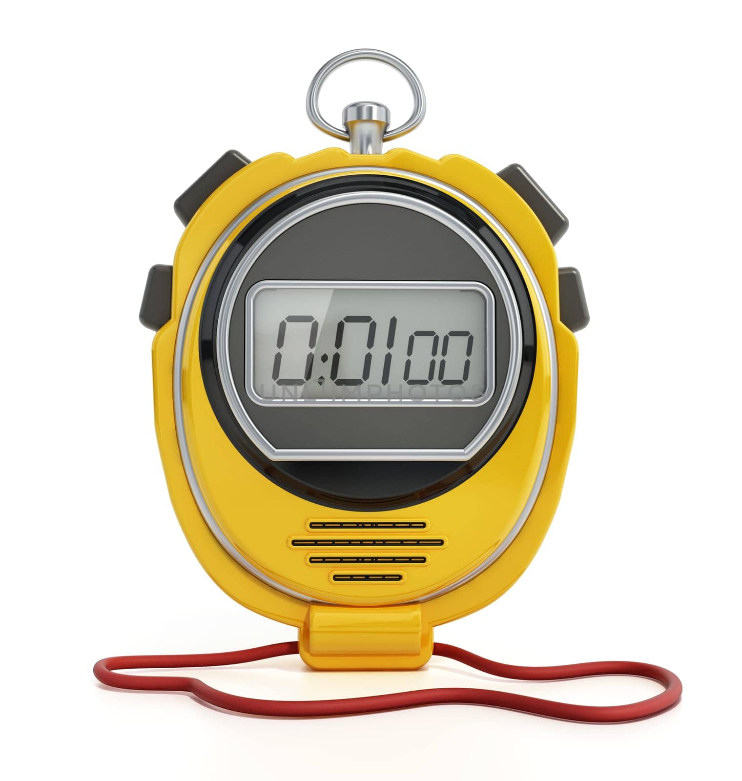 Digital chronometer isolated on white background. 3D illustration.