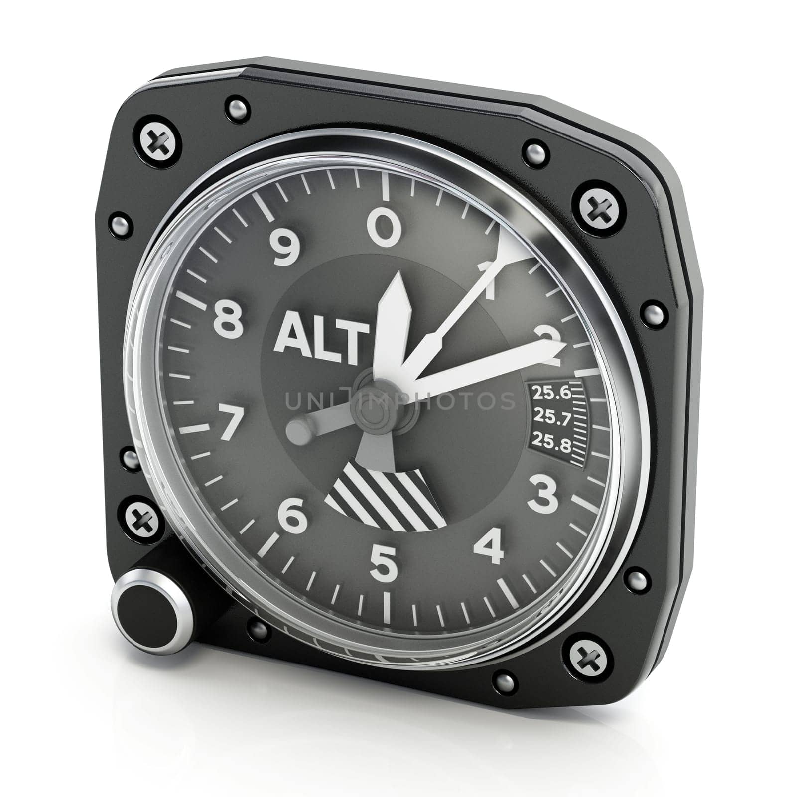 Altimeter isolated on white background. 3D illustration.