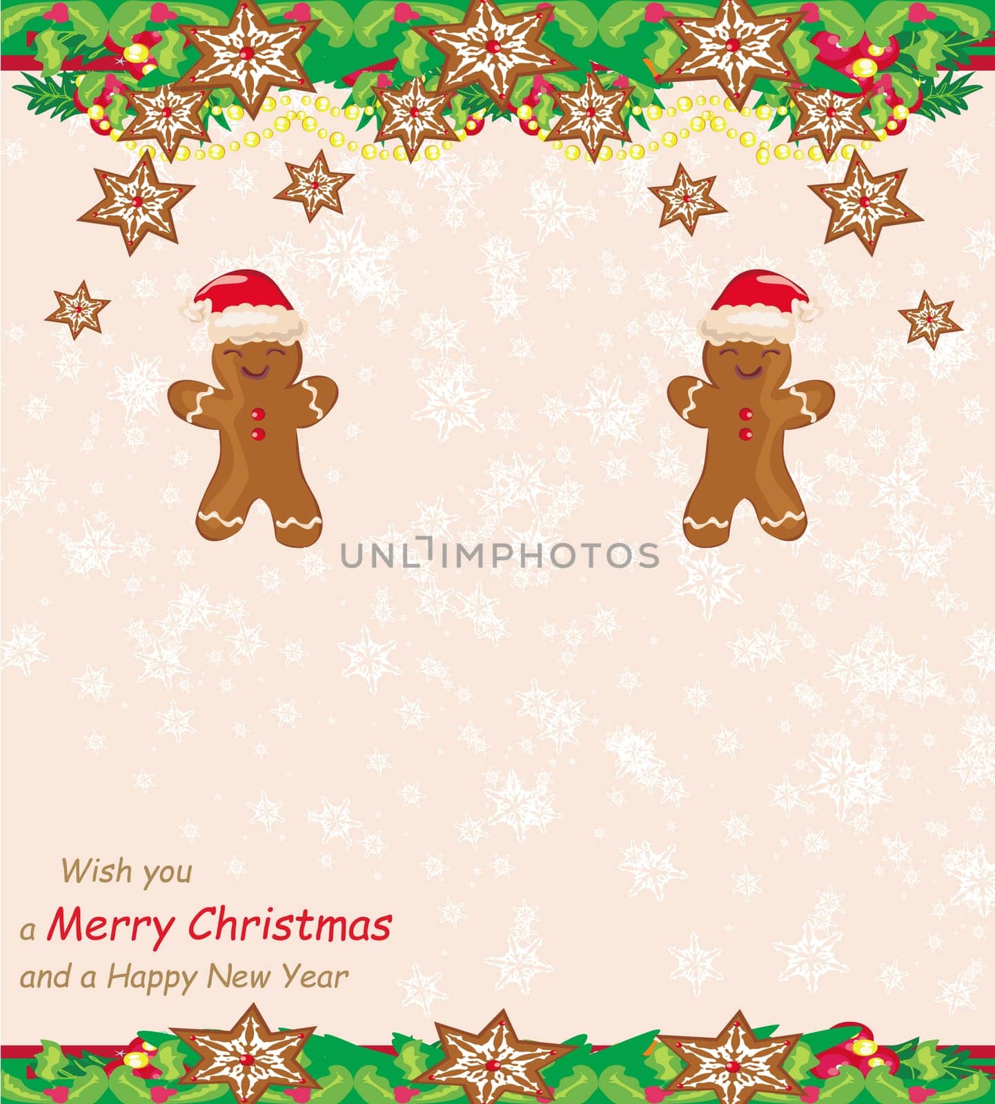 Christmas seamless pattern with gingerbread cookies