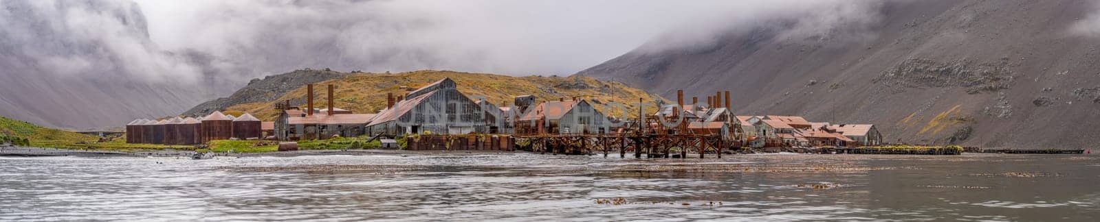 Leith Harbour - old, abandoned and largest of all seven whaling stations on South Georgia - whaling base in Leith Harbour on the north coast of South Georgia. Leith Harbour was a whaling base in Leith Harbour on the north coast of South Georgia, built and operated by Christian Salvesen & Company, Edinburgh. The base was in use from 1909 to 1965 and was the largest of seven whaling stations on South Georgia. It was located in Stromness Bay near its entrance on the shore of a glacial creek. William Storm Harrison was prominently involved in the foundation.